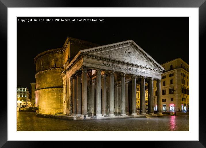 The Pantheon at Night Framed Mounted Print by Ian Collins
