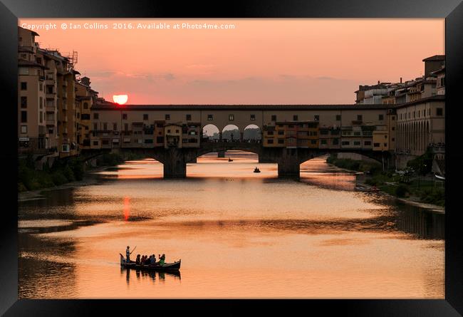 Ponte Vecchio Sunset, Florence Framed Print by Ian Collins