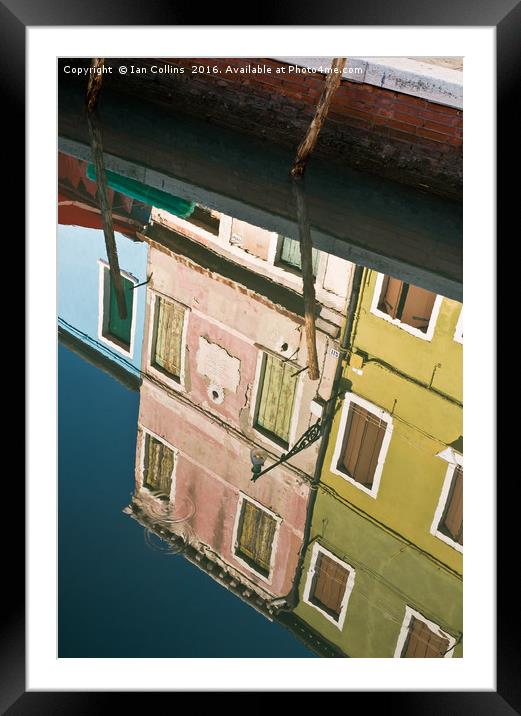 Reflected Burano, Venice Framed Mounted Print by Ian Collins
