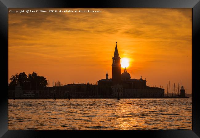 San Giorgio Maggiore at Sunset, Venice Framed Print by Ian Collins