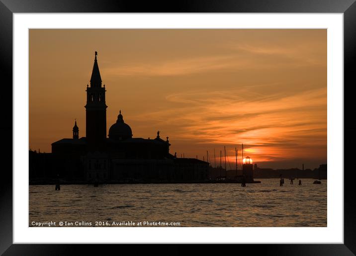 Sunset Behind San Giorgio Maggiore Framed Mounted Print by Ian Collins