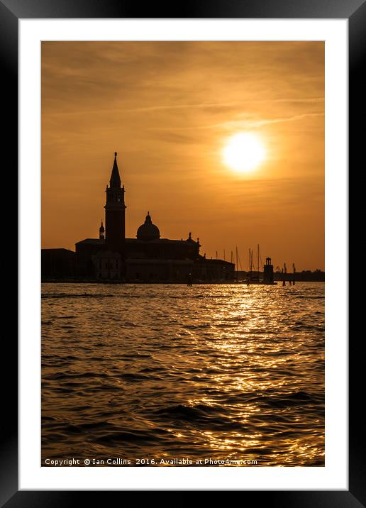 Venice Sunset Framed Mounted Print by Ian Collins