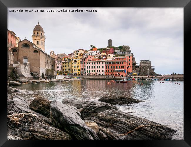 Quiet Day in Vernazza, Italy Framed Print by Ian Collins