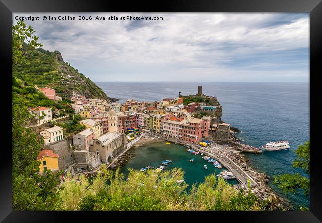 Looking Down On Vernazza, Italy Framed Print by Ian Collins