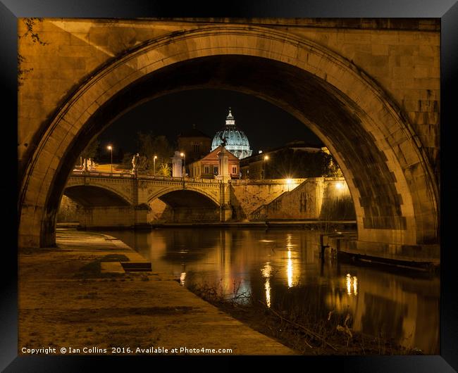 St Peter's through an Arch on the Tiber, Italy Framed Print by Ian Collins