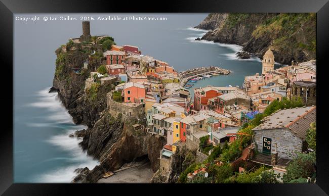 A Long Look at Vernazza, Italy Framed Print by Ian Collins