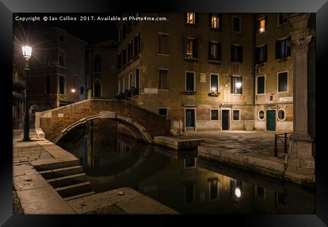 Ponte Santa Maria Nova at Night, Venice Framed Print by Ian Collins