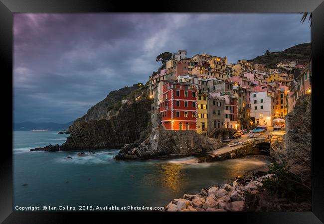 Twilight at Riomaggiore Framed Print by Ian Collins
