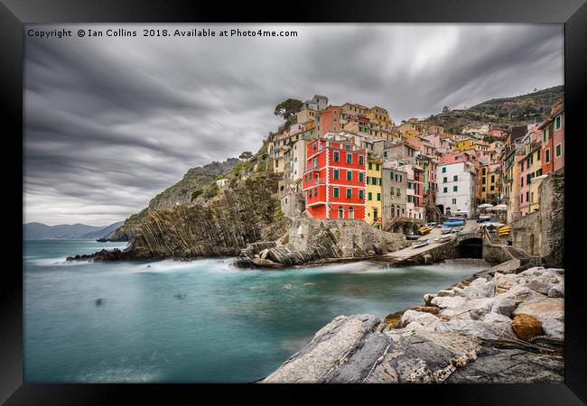 Cloudy Day in Riomaggiore Framed Print by Ian Collins