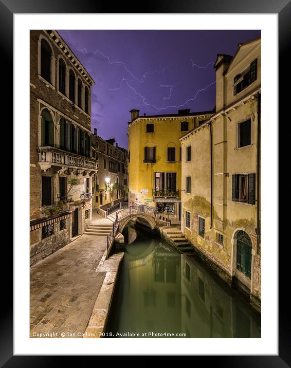 Lightning over Venice Framed Mounted Print by Ian Collins