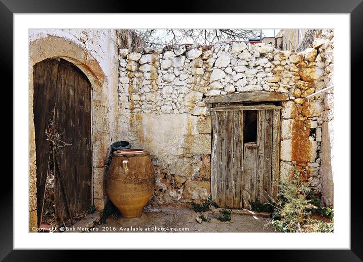 Greek Courtyard Framed Mounted Print by Bob Morgans