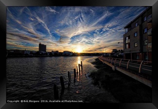 River Usk Sunset                                   Framed Print by Bob Morgans