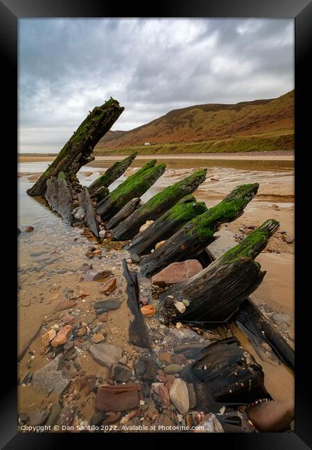 The Helvetia Wreck, Rhossili Bay Framed Print by Dan Santillo