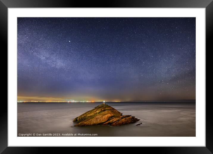 Mumbles Lighthouse at Night Framed Mounted Print by Dan Santillo