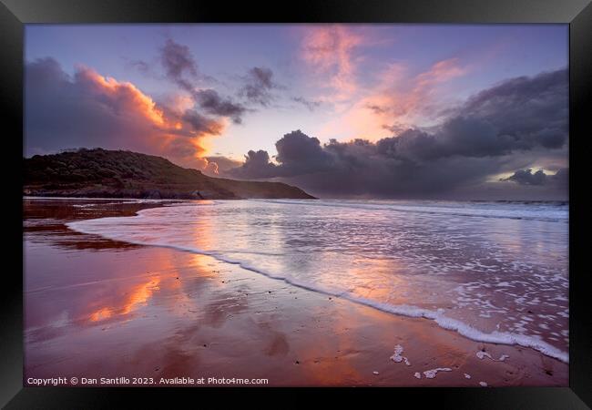 Caswell Bay Sunrise on Gower, Wales Framed Print by Dan Santillo