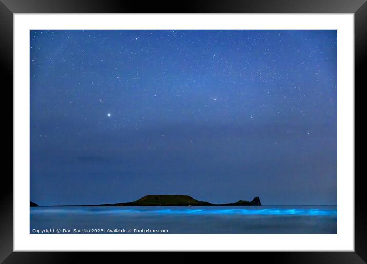Bioluminescent Plankton at Rhossili Bay, Gower, Wales Framed Mounted Print by Dan Santillo
