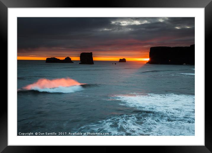 Waves of Fire, Dyrhólaey, Iceland Framed Mounted Print by Dan Santillo