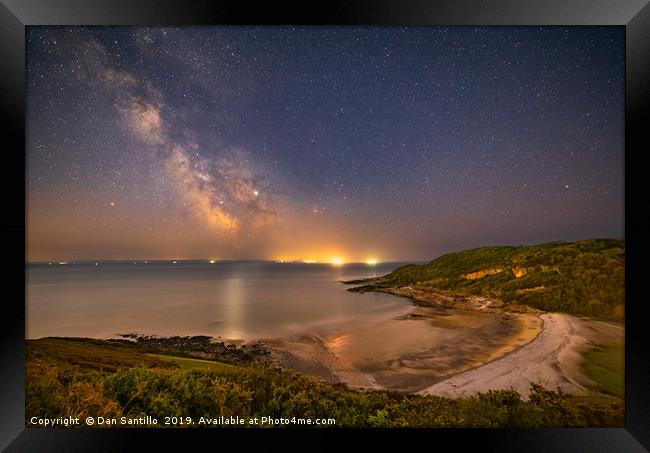 Milky Way over Pwlldu Bay, Gower Framed Print by Dan Santillo