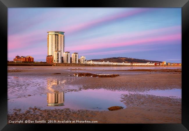 Meridian Tower and Swansea Bay Framed Print by Dan Santillo