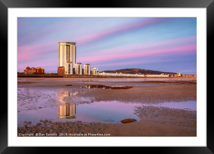 Meridian Tower and Swansea Bay Framed Mounted Print by Dan Santillo