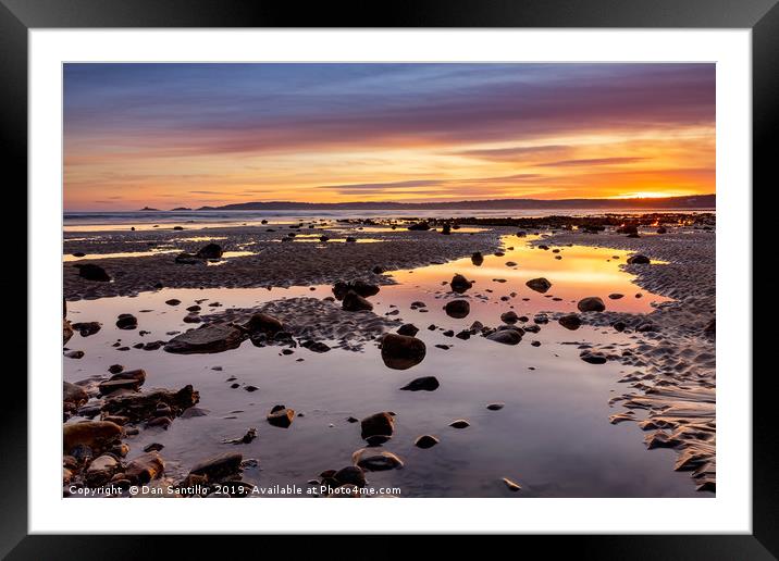 Swansea Bay Sunset Framed Mounted Print by Dan Santillo