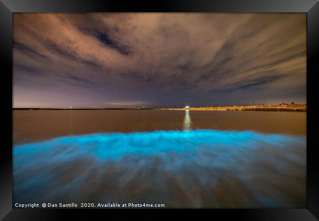 Bioluminescent plankton at Aberavon, Wales Framed Print by Dan Santillo