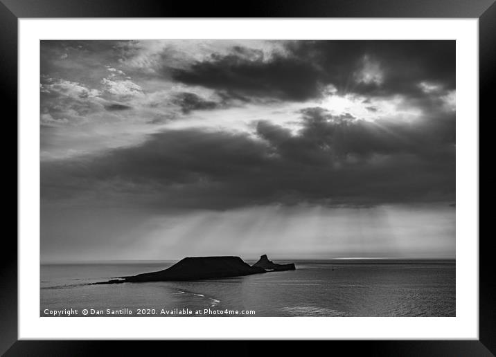 Moody Worms Head, Rhossili, Gower Framed Mounted Print by Dan Santillo