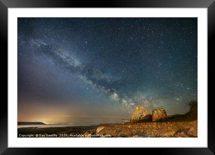 Port Eynon Salt House and the Milky Way Framed Mounted Print by Dan Santillo