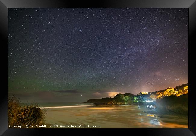 Caswell Bay, Gower at night with airglow Framed Print by Dan Santillo
