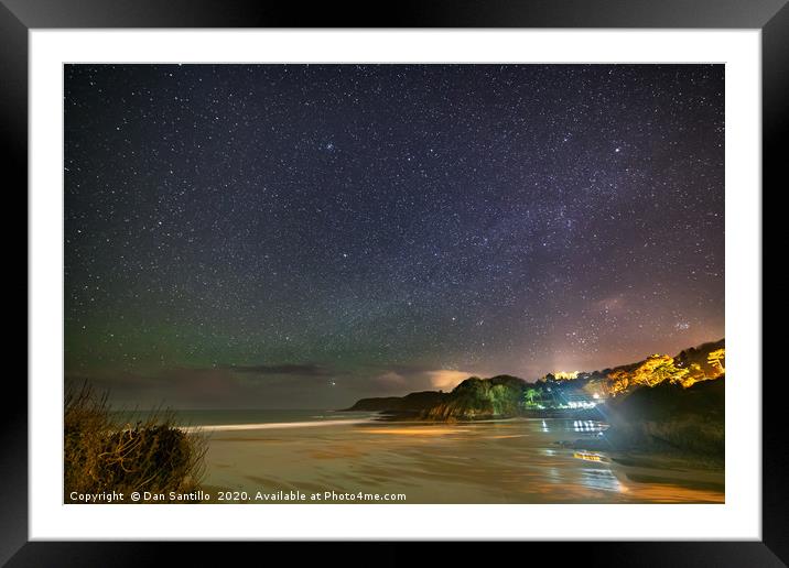 Caswell Bay, Gower at night with airglow Framed Mounted Print by Dan Santillo