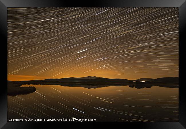 Star Trails with Pen y Fan and Corn Du Framed Print by Dan Santillo