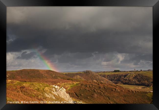 Rainbow at Penmaen Burrows, Gower, Wales Framed Print by Dan Santillo