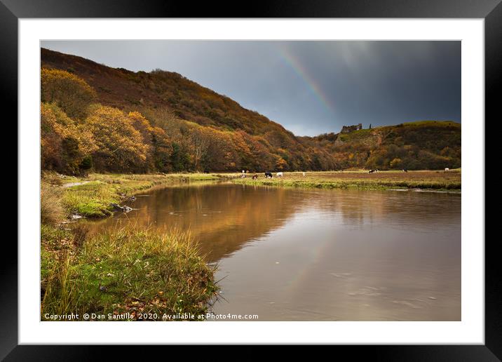 Rainbow over Pennard Castle, Gower, Wales Framed Mounted Print by Dan Santillo