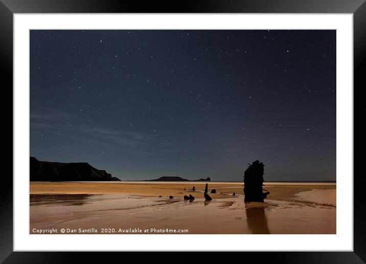 Helvetia Wreck and Worms Head, Rhossili Bay, Gower Framed Mounted Print by Dan Santillo