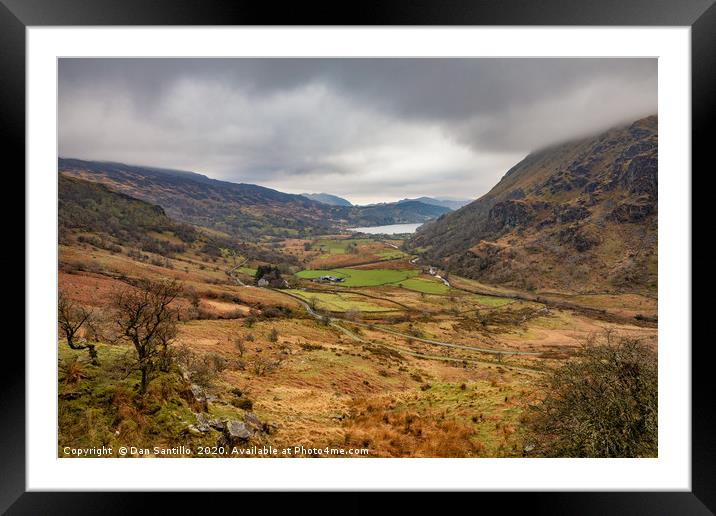 Looking down the valley to Llyn Gwynant, Snowdonia Framed Mounted Print by Dan Santillo