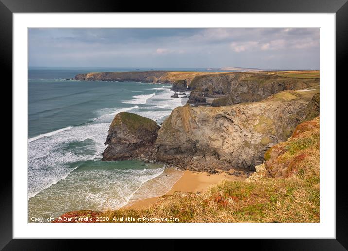 Carnewas and Bedruthan Steps, North Cornwall Framed Mounted Print by Dan Santillo