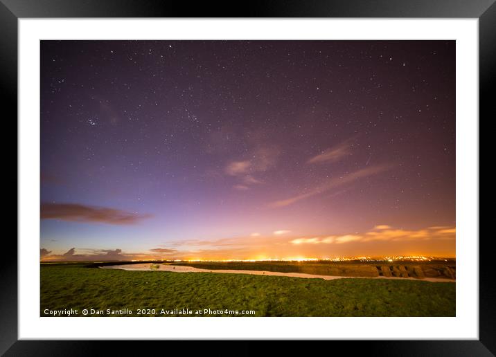 Penclawdd at Night, Gower Framed Mounted Print by Dan Santillo