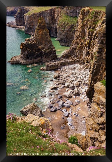 Cliffs between Barafundle Bay and Box Bay, Pembrok Framed Print by Dan Santillo