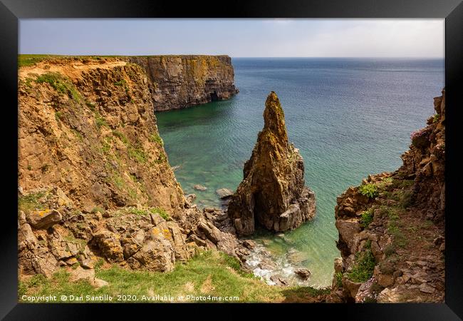 Cliffs between Barafundle Bay and Box Bay, Pembrok Framed Print by Dan Santillo