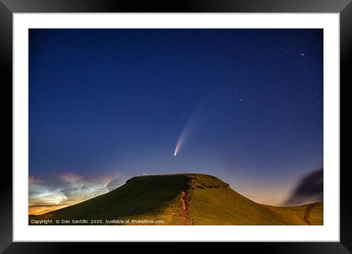 Comet NEOWISE and Noctilucent cloud over Corn Du i Framed Mounted Print by Dan Santillo