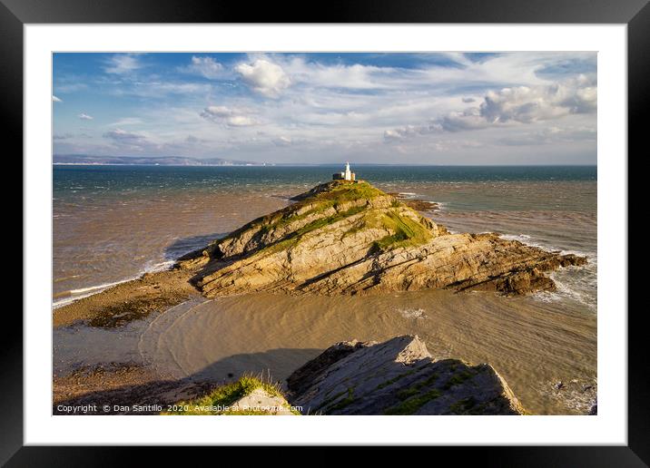 Mumbles Lighthouse, Wales Framed Mounted Print by Dan Santillo