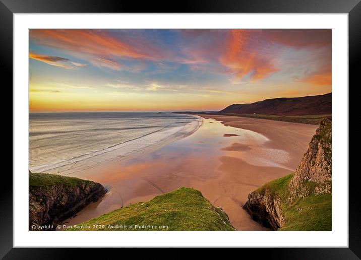 Rhossili Bay, Gower Framed Mounted Print by Dan Santillo