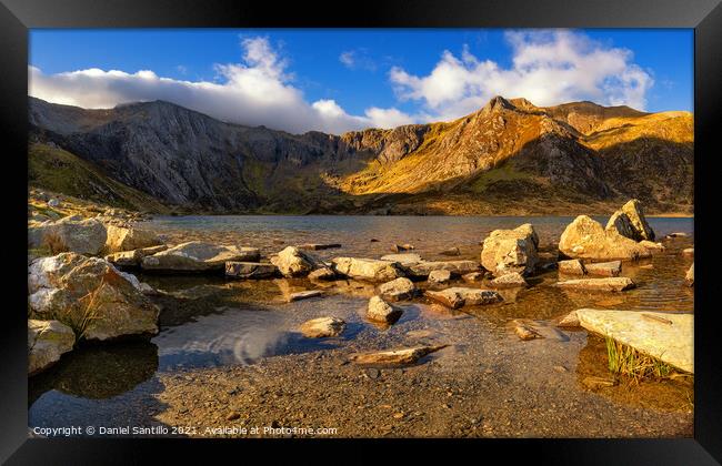 Llyn Idwal lake in the Snowdonia National Park Framed Print by Dan Santillo