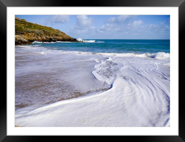 Foam Swirl - St Ives Beach Framed Mounted Print by Jon Rendle