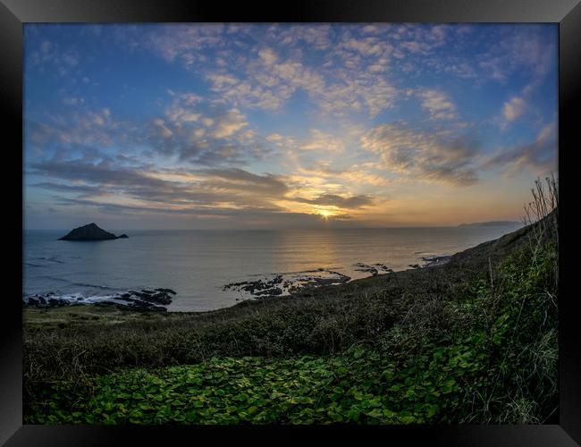 Last Rays - Wembury, Devon Framed Print by Jon Rendle