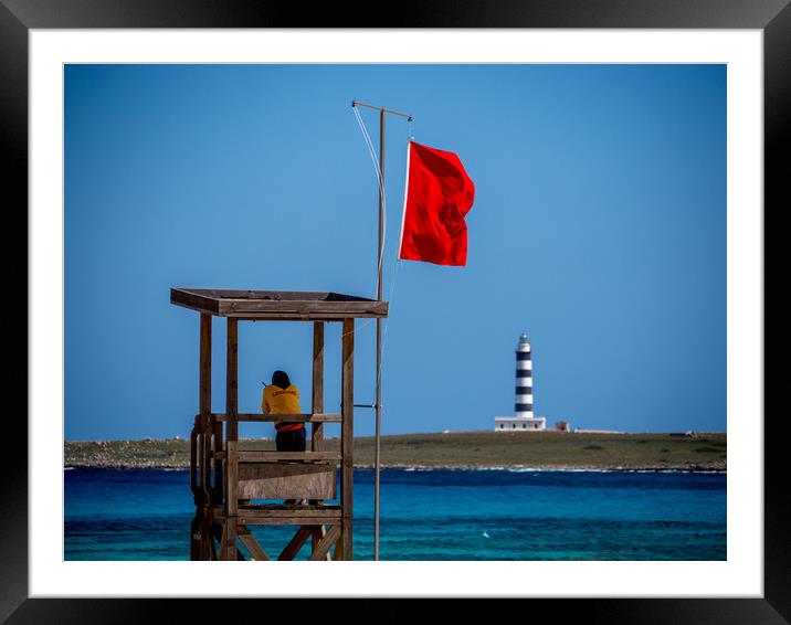 Lifeguard Looks Out to Sea Framed Mounted Print by Jon Rendle