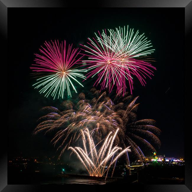 Plymouth Fireworks Framed Print by Jon Rendle