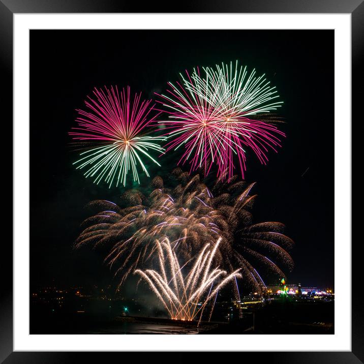 Plymouth Fireworks Framed Mounted Print by Jon Rendle
