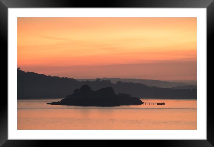 Drake's Island Sunset Framed Mounted Print by Jon Rendle