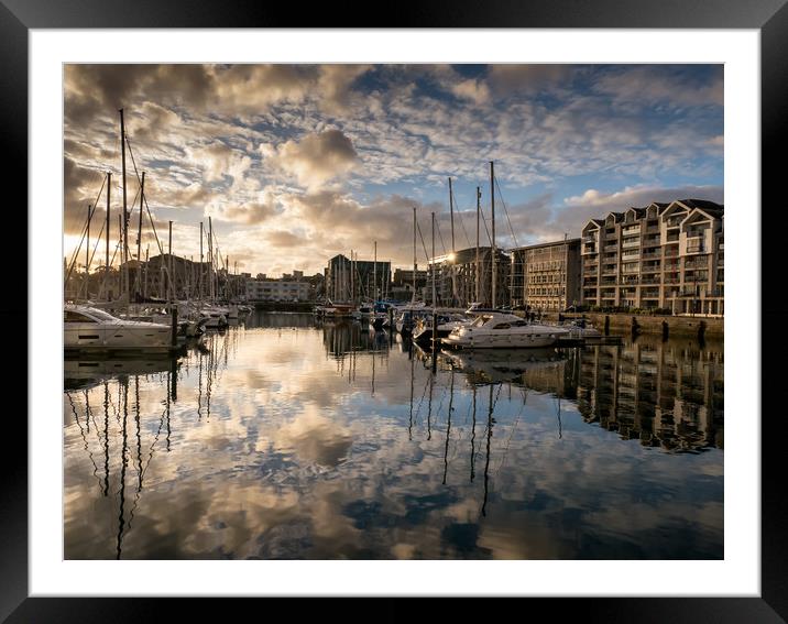 Sutton Harbour Sunset, Plymouth Framed Mounted Print by Jon Rendle